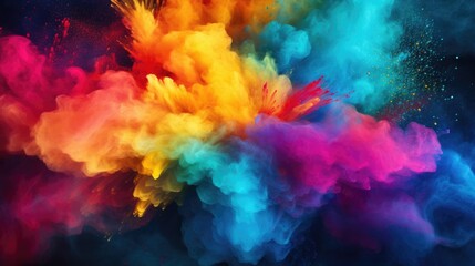 Colored powder explosion background. Paint holi, Colorful rainbow holi paint splash