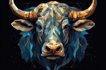 Zodiac sign of taurus bull head fantasy horoscope. Generative Ai. - obrazy, fototapety, plakaty