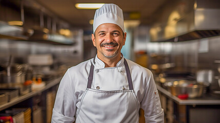 portrait of a smiling chef in a restaurant