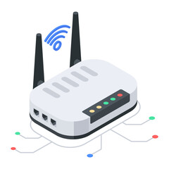 Get this isometric icon of wifi router  - obrazy, fototapety, plakaty