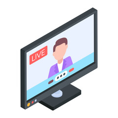 Isometric icon of an internet tv 