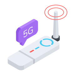 Modern isometric icon of network router 