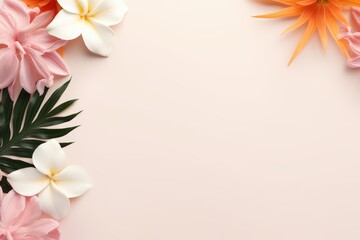 Pink and orange flowers on a vibrant pink background