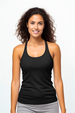 Woman in black tank top smiling at the camera.