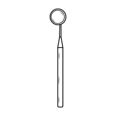 Mouth mirror for dentist. Linear doodle icon. Dental care, oral hygiene, medical dentist tool concept.