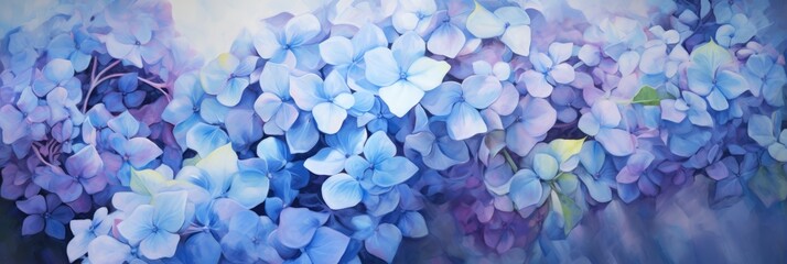 Obraz premium A vibrant bouquet of blue flowers in an art gallery