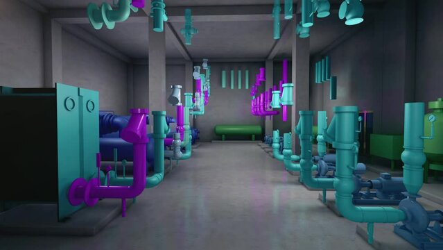 3d rendering,3D Animation Simulation of Mechanical and Electrical Engineering Installation