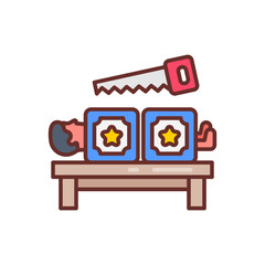 Sawing Person icon in vector. Illustration
