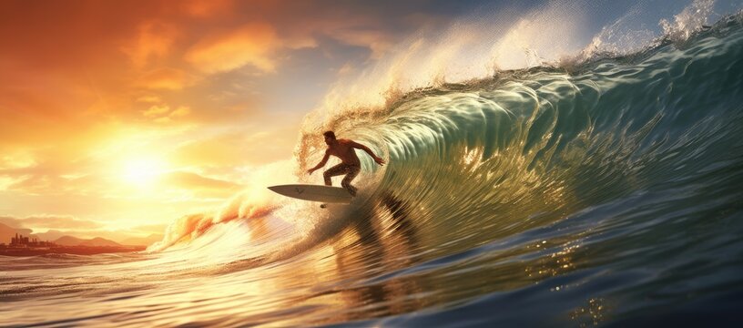 A man riding a wave on a surfboar