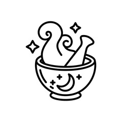 Magic Mortar icon in vector. Illustration