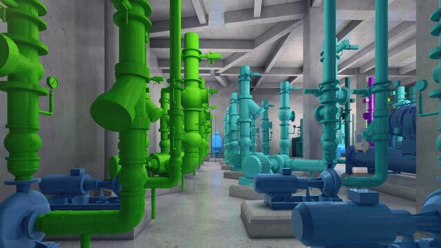 3d rendering,3D Animation Simulation of Mechanical and Electrical Engineering Installation 02