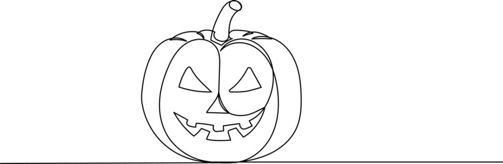Halloween pumpkin line drawing, sketch, vector