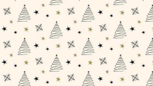 Christmas tree. beautiful and Christmas tree. one line. multicolored Christmas tree. Happy New Year. background. moving animation