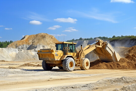 Machinery yellow machine heavy construction industrial equipment vehicle loader bulldozer quarry