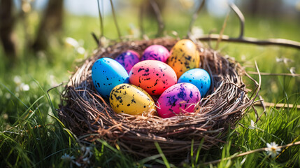 Fototapeta na wymiar Colored painted Easter eggs