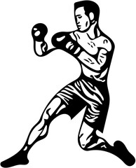Muay thai kick boxer illustration, martial arts fighter, sport drawing, mma fighter