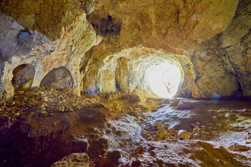 Bat cave in Bran Romania, Carpathian Mountains.