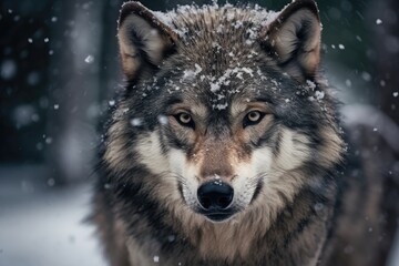 Obraz premium A majestic wolf in the winter landscape