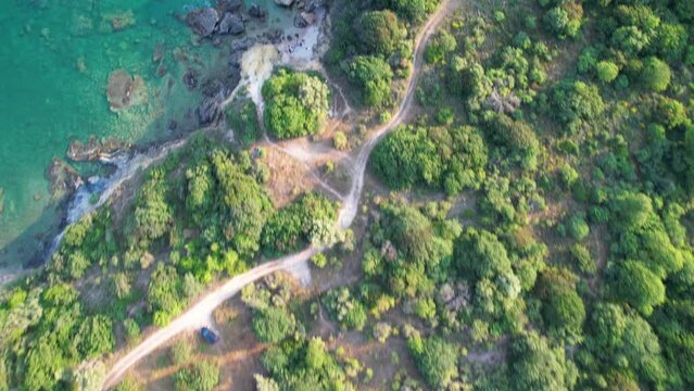 Over olive trees and beach