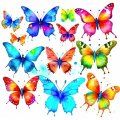 set of watercolor butterflies
