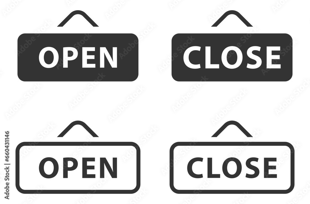 Poster set of close and open icon vector sign. cancel symbol web design. error