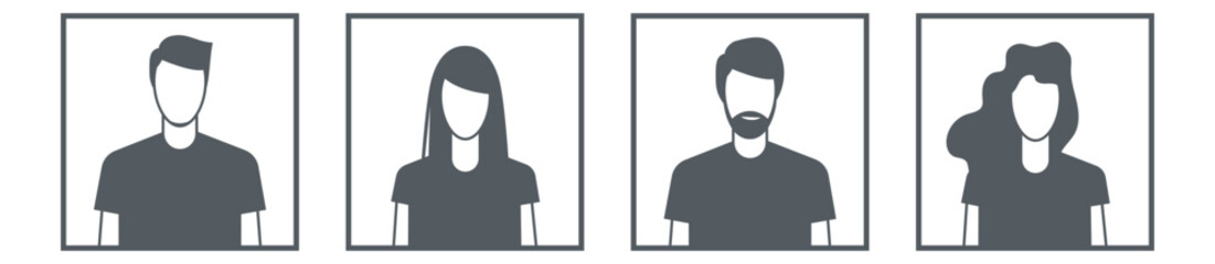 User icon vector. People head avatar illustration. Man and woman face sign for web design or mobile app.
