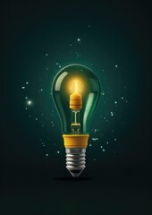 Light yellow bulb with a lot of ideas brainstorming concept, rocket shape. Generative Ai