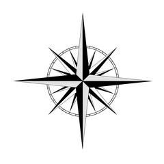 Kompass oder Windrose, Himmelsrichtungen als Orientierung für Nord, Süd, Ost, West ohne Hintergrund in schwarz, grau, weiß - 660432183