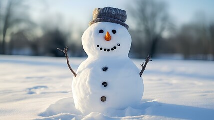 Obraz premium Joyful cute Christmas snowman.