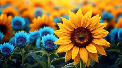 Naklejka premium Sunflowers in the field