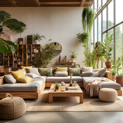 living room with furniture and flower