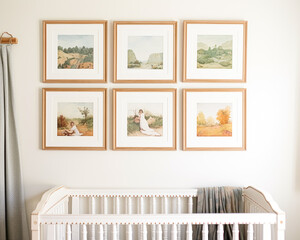 Nursery gallery wall, home decor and wall art, framed art in the English country cottage interior, room for diy printable artwork mockup and print shop