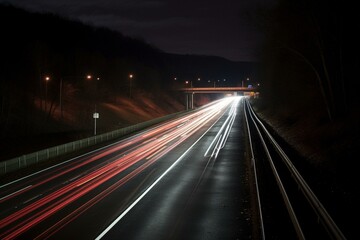Fototapeta na wymiar Nighttime highway. Generative AI