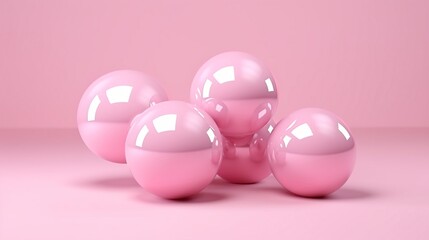 Pink shiny sphere balls background. AI generated image