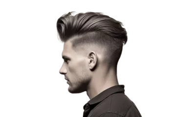 Gordijnen Youthful Boys' Quiff x Fade Style isolated on Transparent Background © Cool Free Games