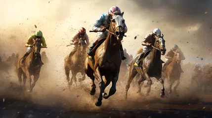 Foto op Plexiglas Explore the mesmerizing world of horse racing where the pursuit of excellence knows no bounds.  © hamad