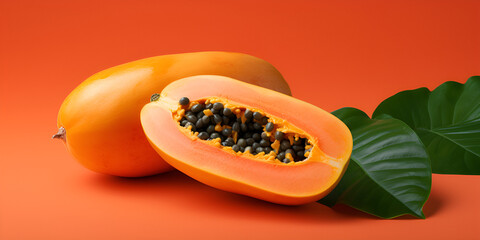 papaya isolated on white papaya, fruit, food, tropical, fresh, isolated, orange, half, healthy, cut, ripe, sweet, pawpaw, 