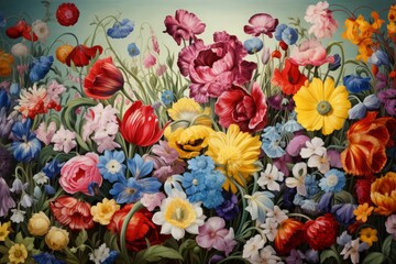 Obraz na płótnie Canvas Illustration of flower meadow in spring