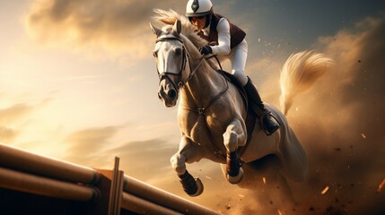 Immerse yourself in the world of driven equestrian excellence in mesmerizing 8K resolution.  - obrazy, fototapety, plakaty