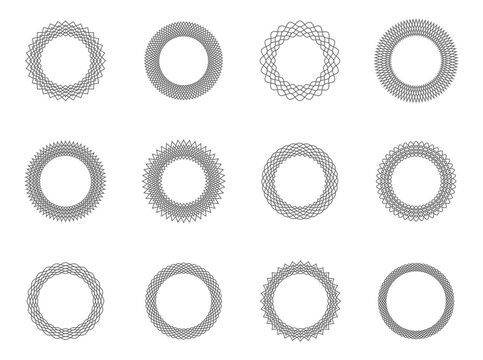 Vector decoration frame set. Round border design.