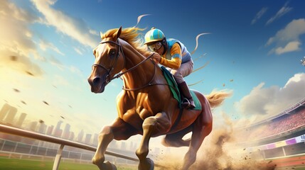 Watch as digital jockeys guide their crafted equine companions to victory with unparalleled skill. 
