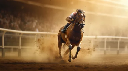 Foto op Plexiglas Watch as crafted horses compete with unrivaled precision and speed in the world of racing.  © hamad