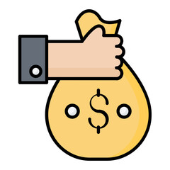 Self Employed Income Colored Outline Icon