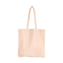 Blank tote bag mockup for presentation design, prints, patterns. Peach canvas tote bag