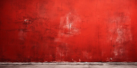 Red and rough texture background with blank wallpaper. Worn wall and peeling paint.