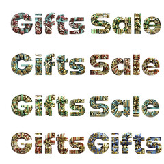 Naklejka premium Gifts, presents, Christmas, Holiday, text, text Art, name art, Sale, Advertising, shopping, gold, teal, gold and teal, red, gold and red, green gold and green, 