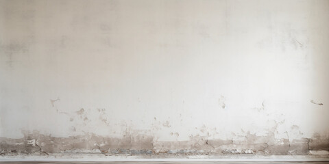 Grey and rough texture background with blank wallpaper. Worn wall and peeling paint.