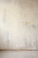Grey and rough wall texture background with blank wallpaper. Worn wall and peeling paint.
