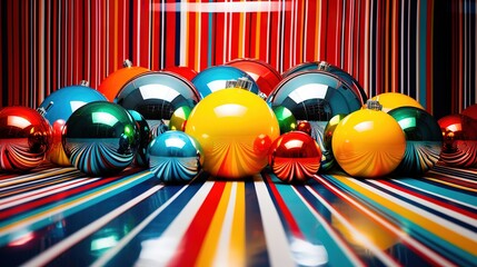 Vibrant Christmas decorated stage backdrop