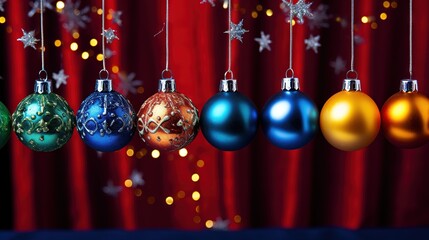 Vibrant Christmas decorated stage backdrop
